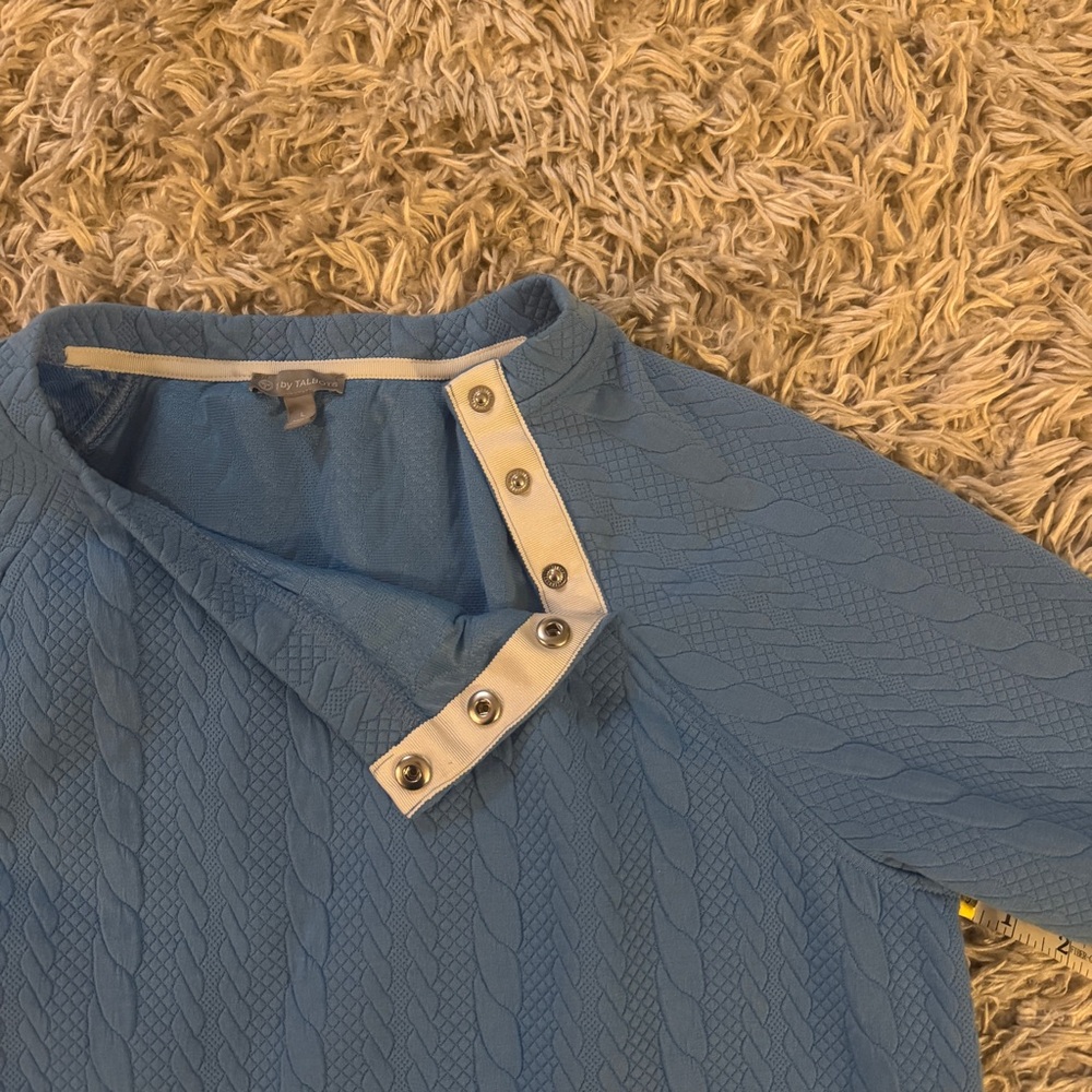T By Talbots Blue Rope Pattern Pullover Sweatshirt - image 6